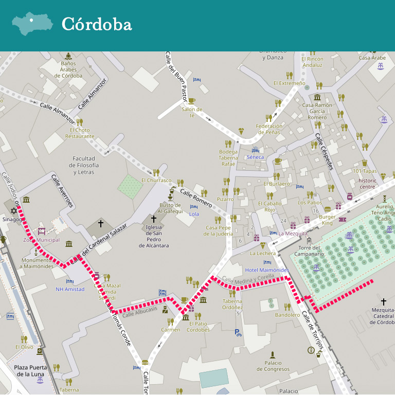 Mapa Paseo Matemático Córdoba, versión móvil