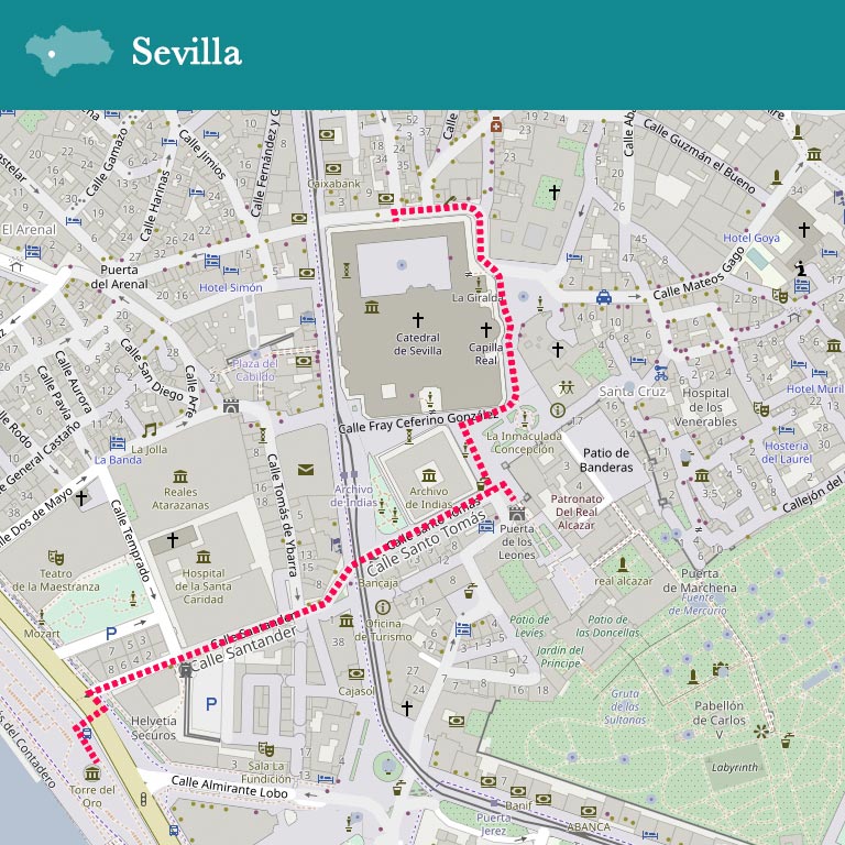 Mapa Paseo Matemático Sevilla, versión móvil